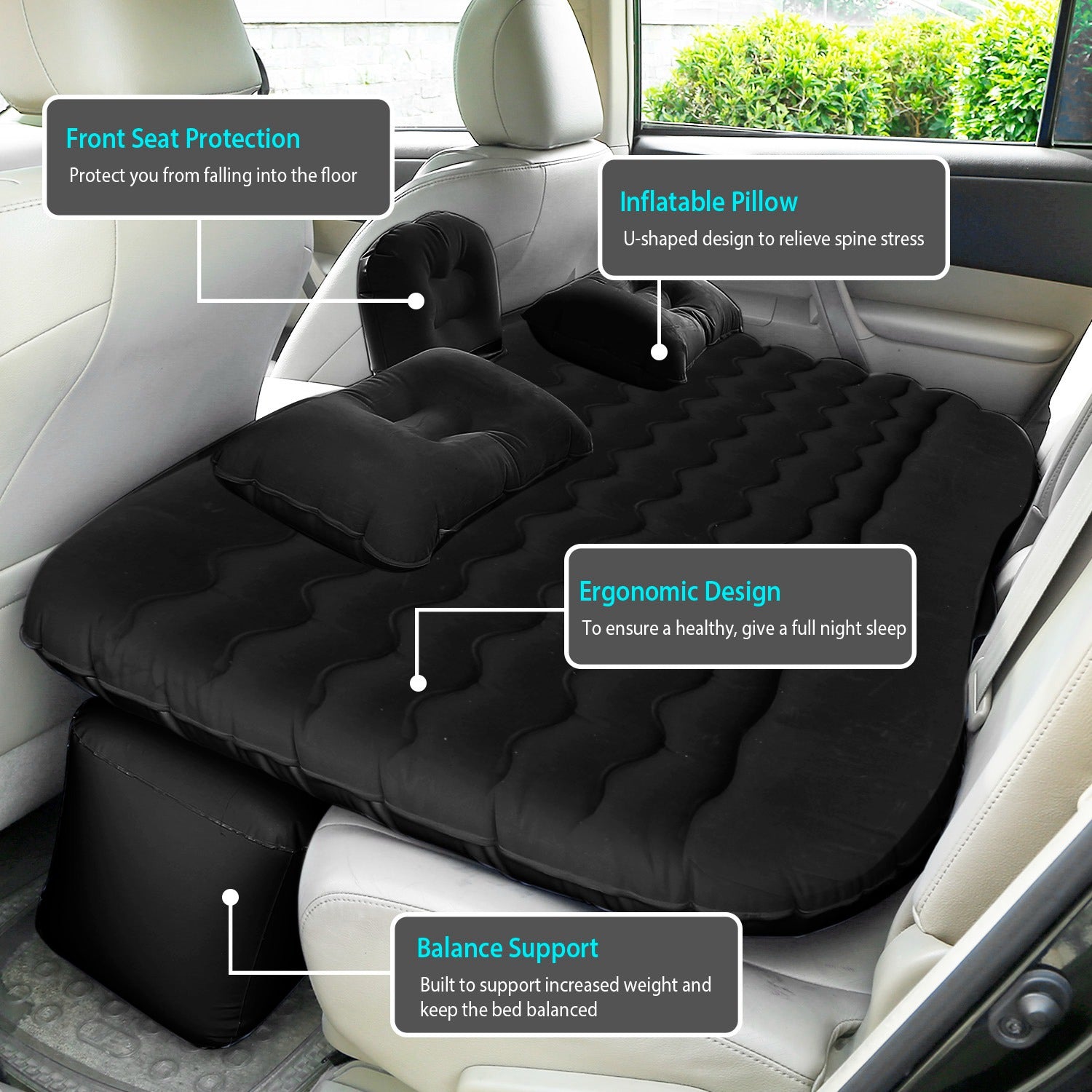 MAVANDI Drive Comfort™ INFLATABLE CAR AIR MATTRESS – BACK SEAT TRAVEL BED