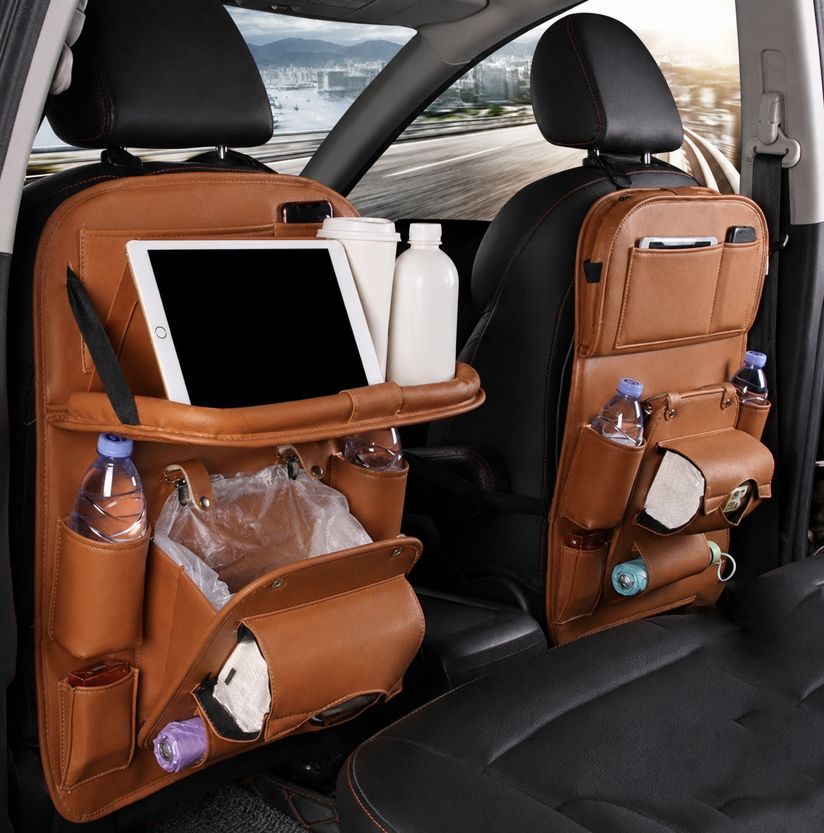MAVANDI™ Drive Organization™ PU Leather Seat Back Organizer