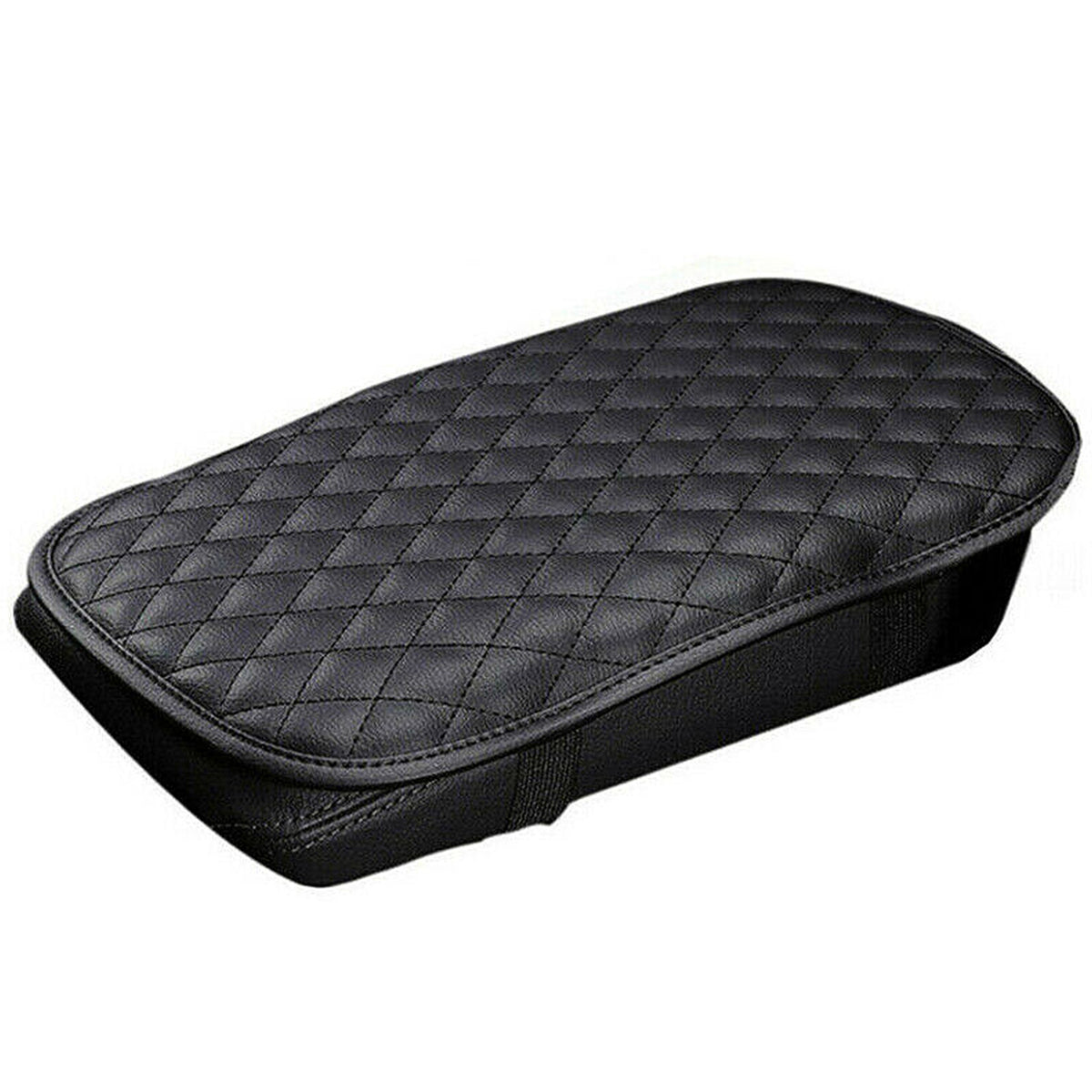 Black quilted armrest cover product view