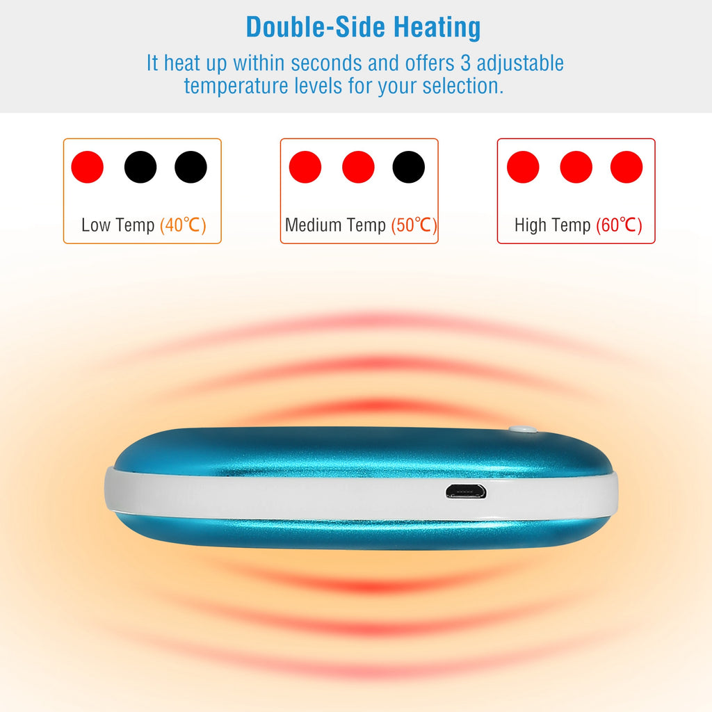 Hand warmer with three adjustable heat settings