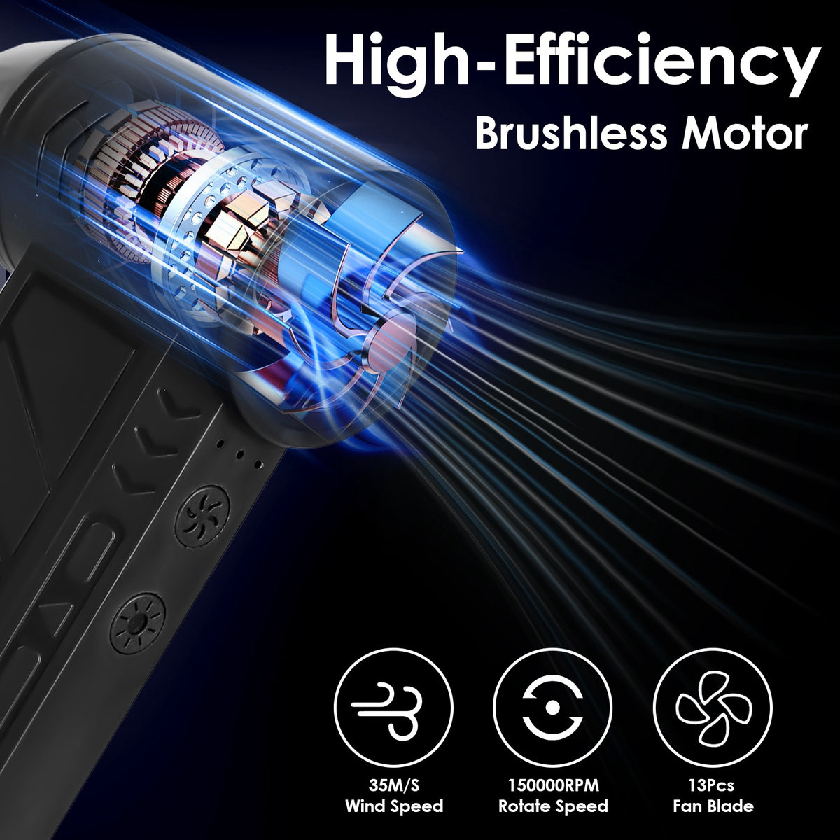 Brushless air duster motor illustration