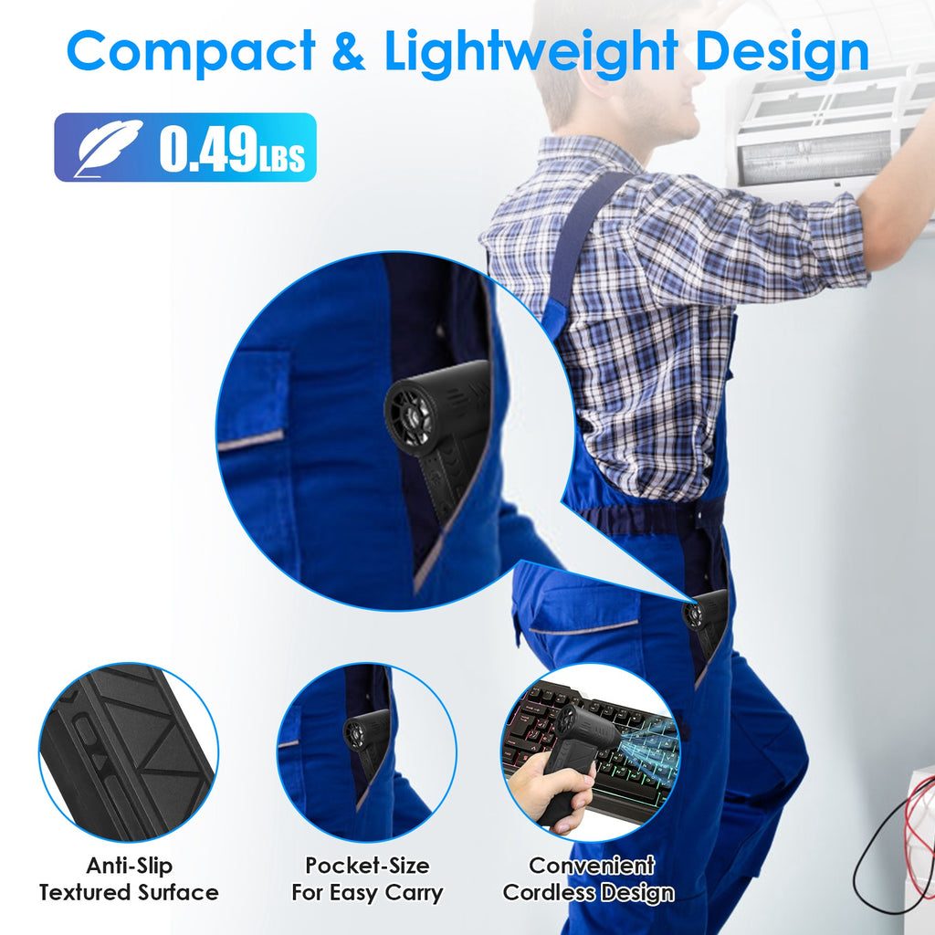 Compact handheld air duster for portable cleaning