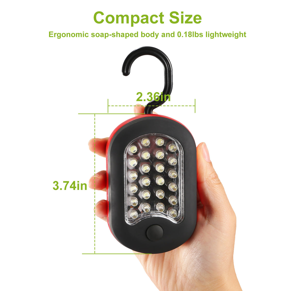 Compact LED work light held in a hand