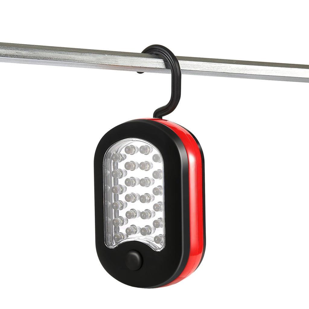Red magnetic LED work light with hanging hook