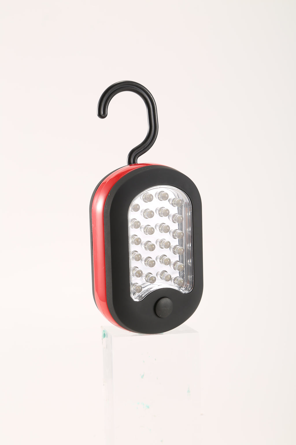 Actual red LED work light with hook extended