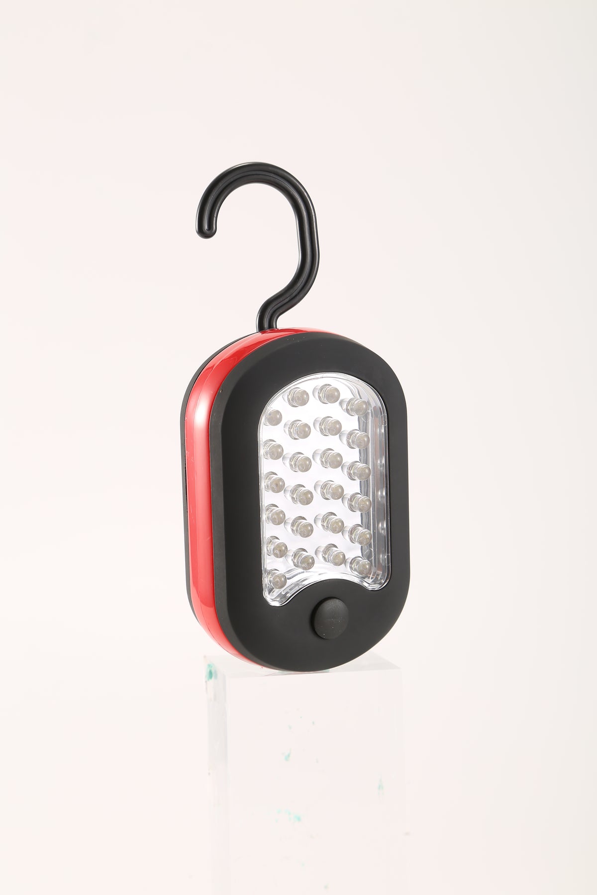 Actual red LED work light with hook extended